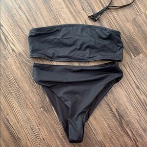 Skims Bandeau & Mid Waist Bottoms Medium Black